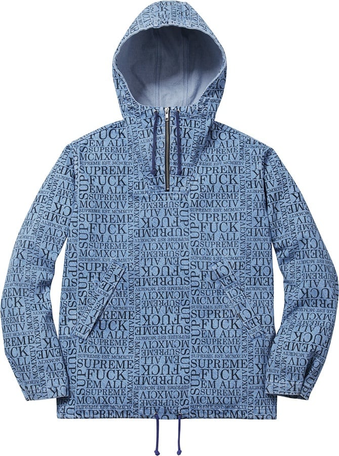 Fuck 'Em All Denim Hooded Pullover view 2